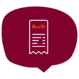 Rote Sprechblase mit einem Kassenbon vom Cafe Del Sol.