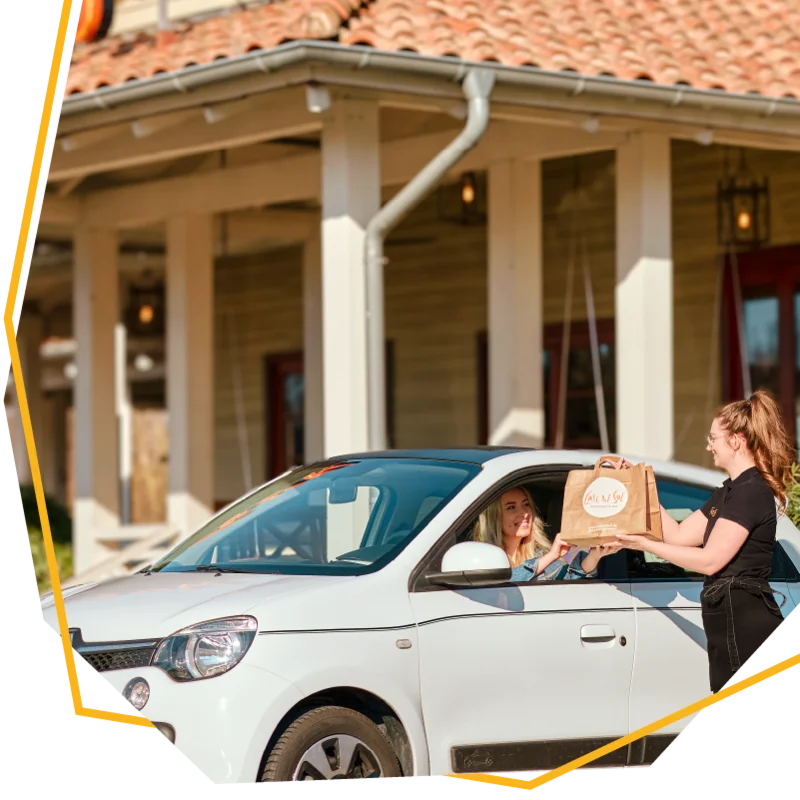 Abholung einer Take Away Bestellung bei Cafe Del Sol.